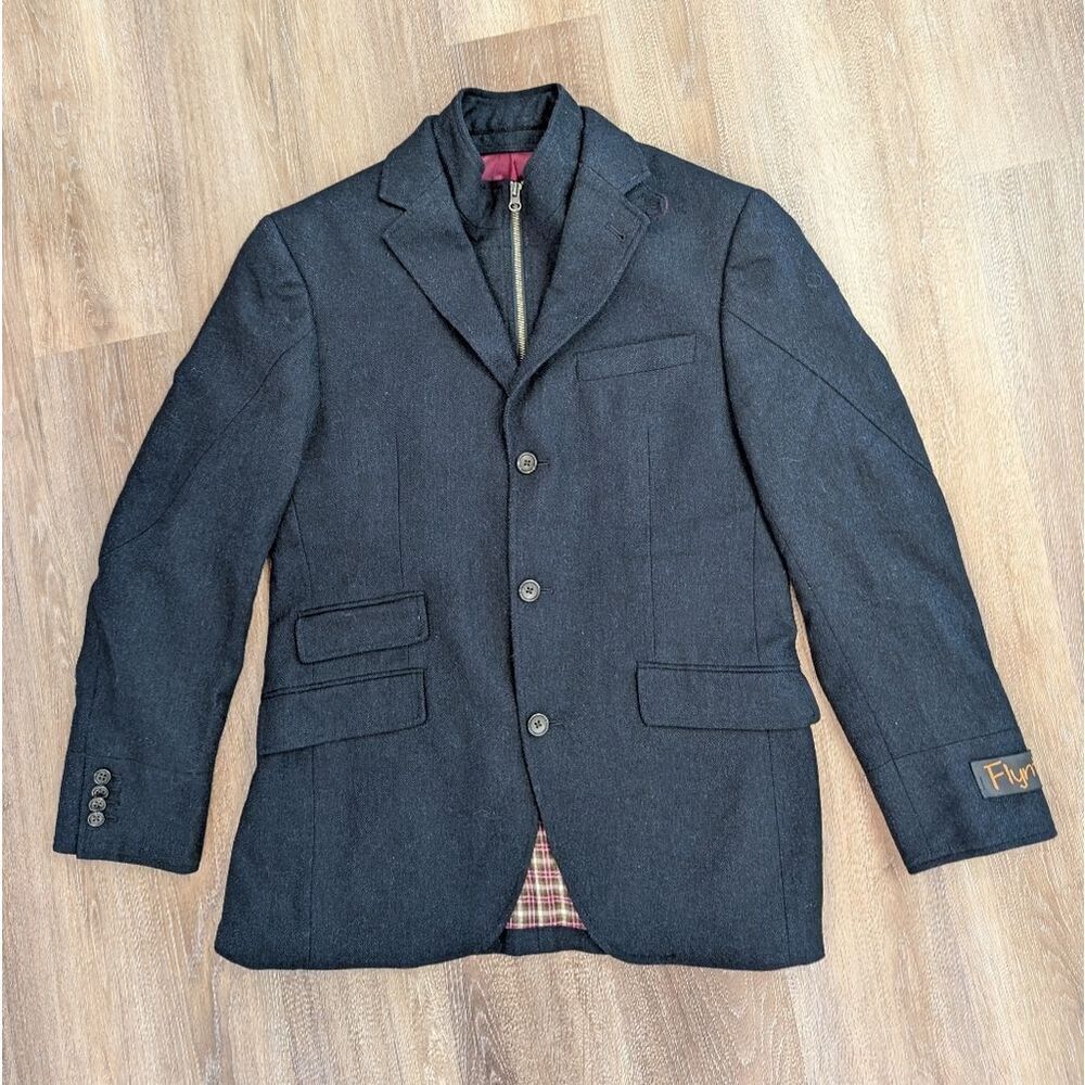 Flynt Rizzo Hybrid Coat Navy Wool Blend Herringbone Men's Sz 38R